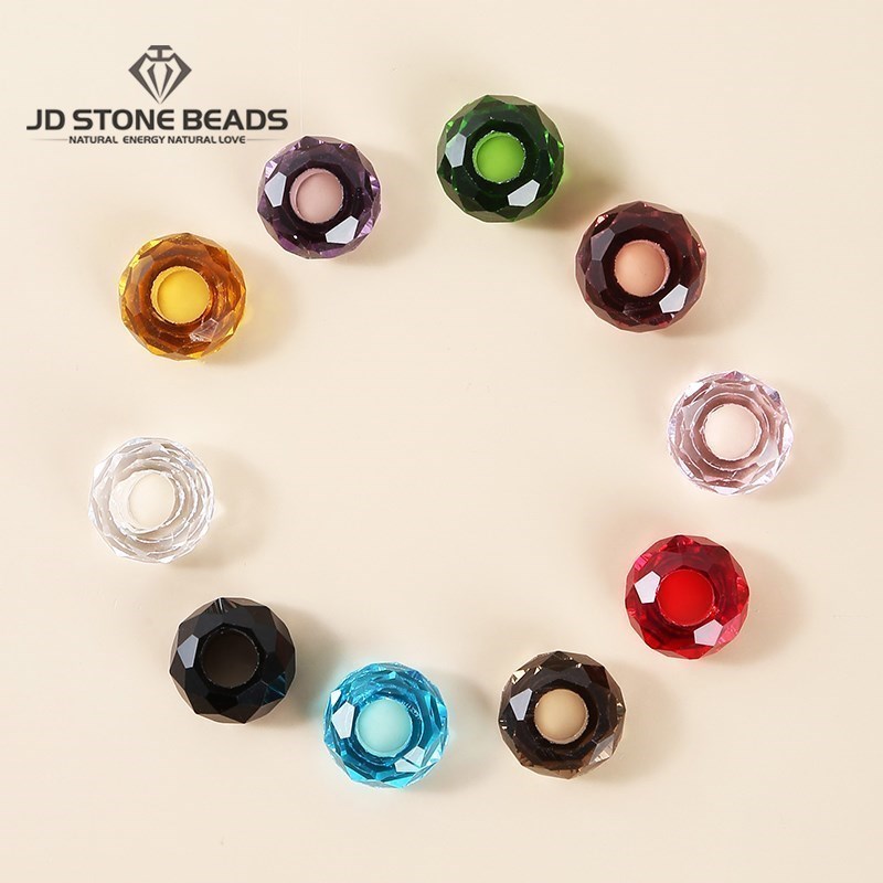 Crystal Bead Mix - 10 Buah/Lot Manik-manik Kaca Lubang Besar