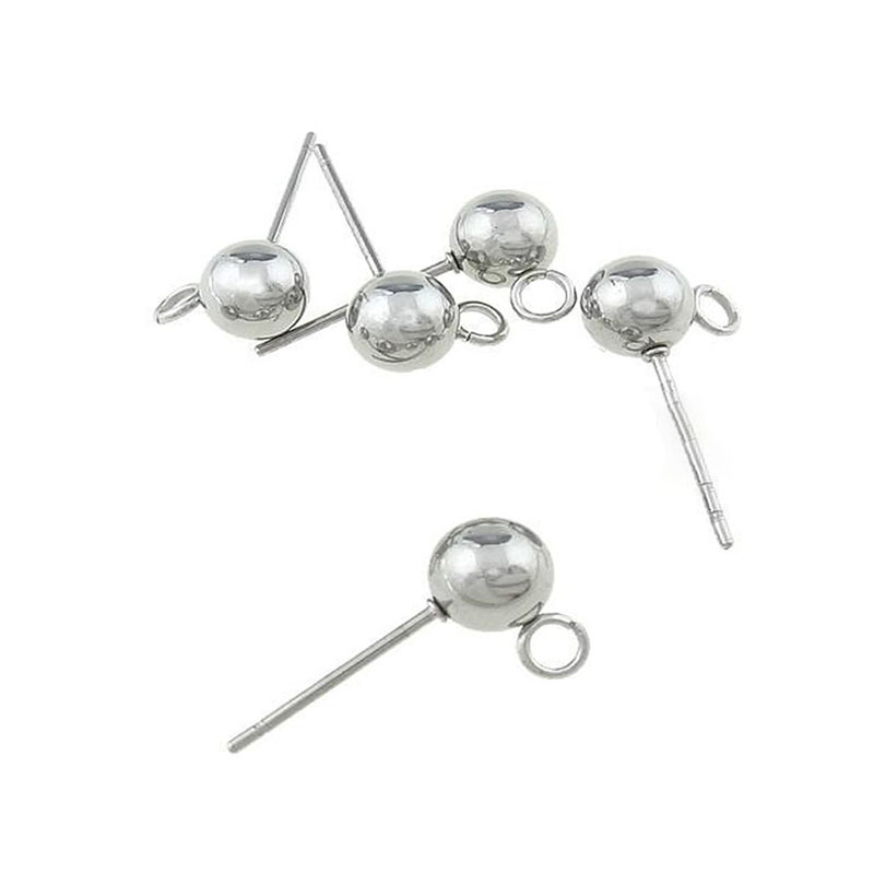 20Pcs Anting Stud Bola Bulat S - Jewelry Making Kits ulasan dan harga