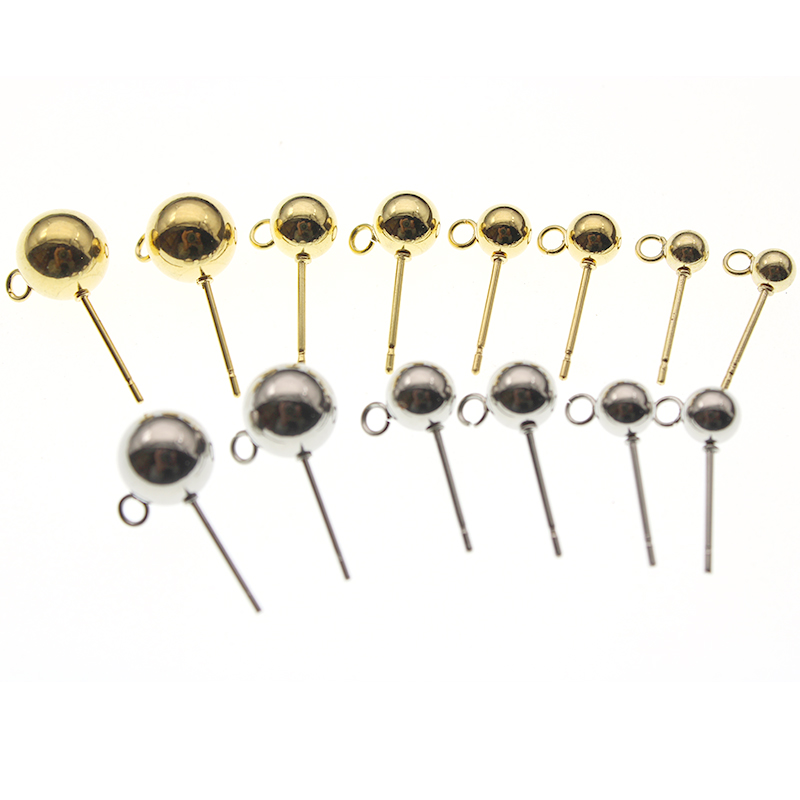 20Pcs Anting Stud Bola Bulat S - Jewelry Making Kits ulasan dan harga